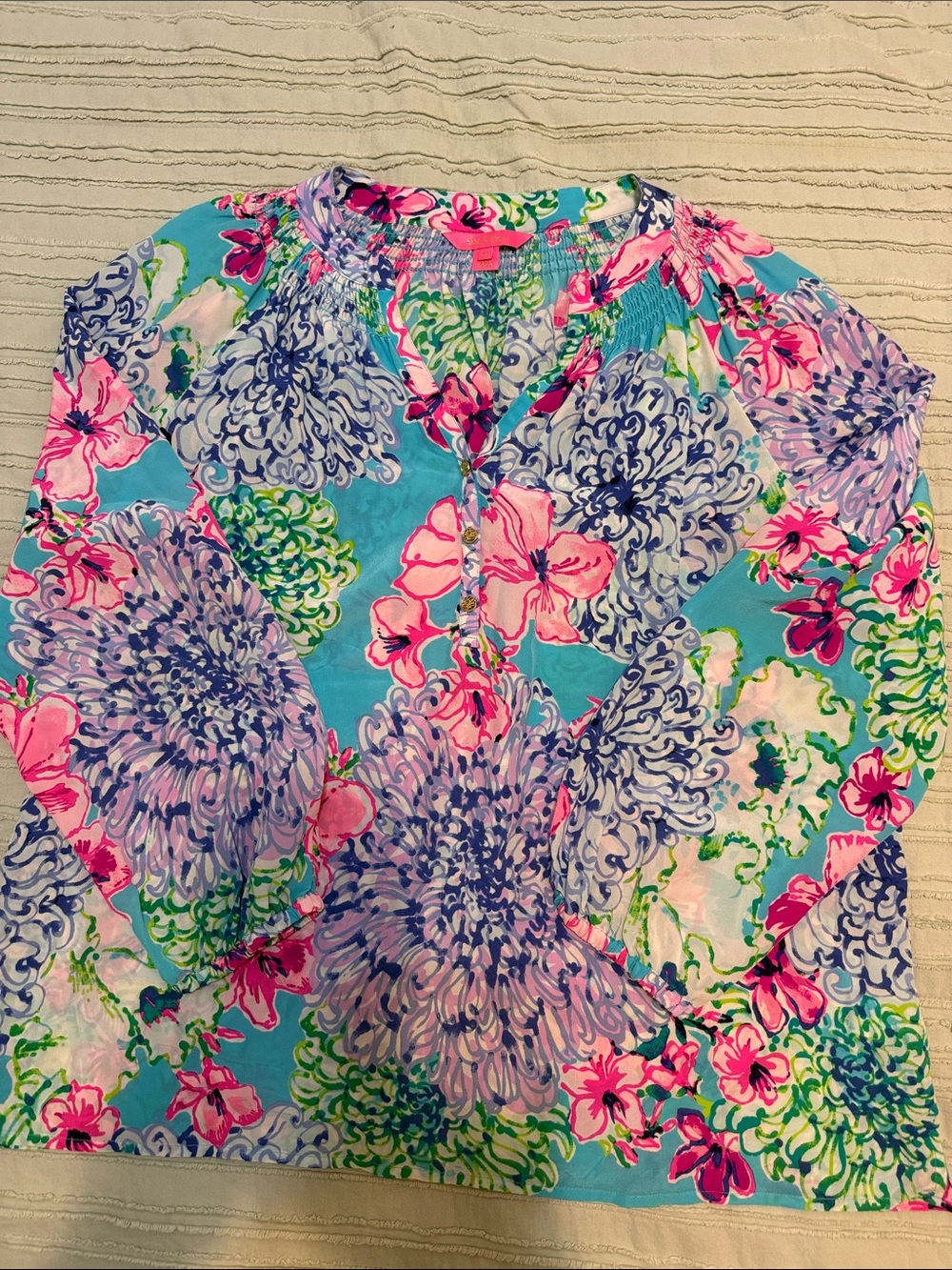 Lilly Pulitzer Pink, Blue and Green Floral Blouse